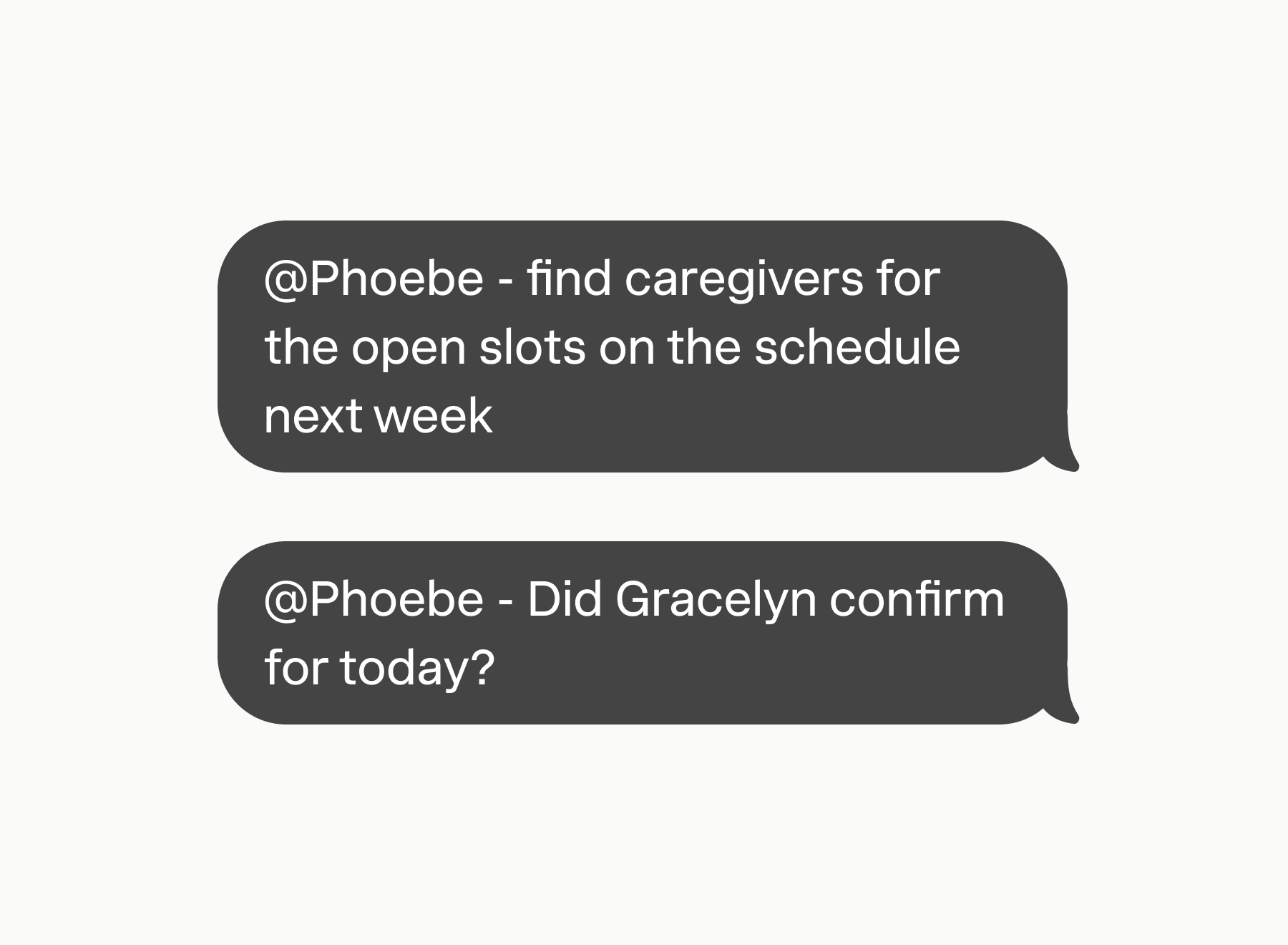 Chat with Phoebe interface showing conversation examples
