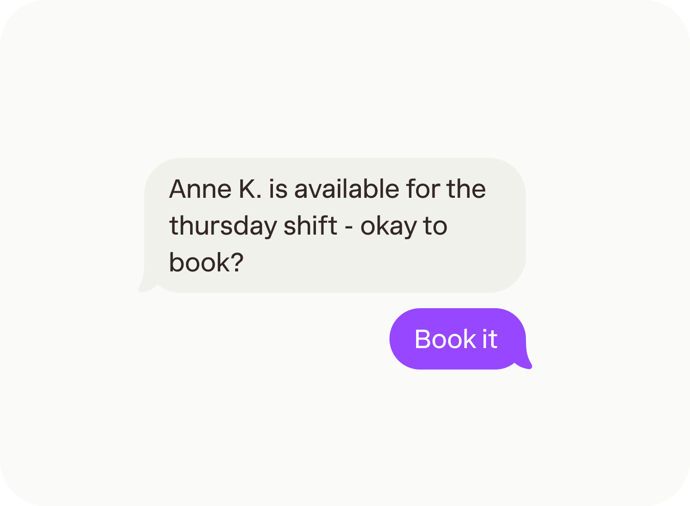 User interface showing control over shift booking and approvals